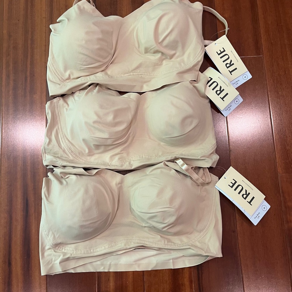 True & Co Body Lift Wireless Bra 3-Pack Nude Full Cup Intimates New Size Medium